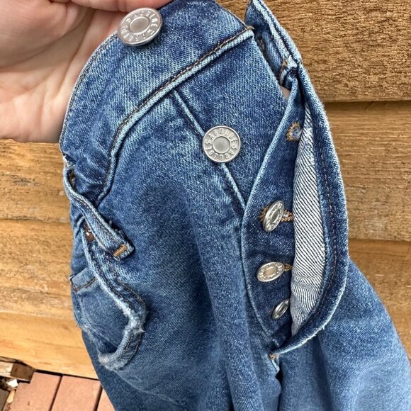 Agolde Riley Crop Button Fly High Waist Straight Leg Blue Jeans Size 28 - Picture 6 of 16